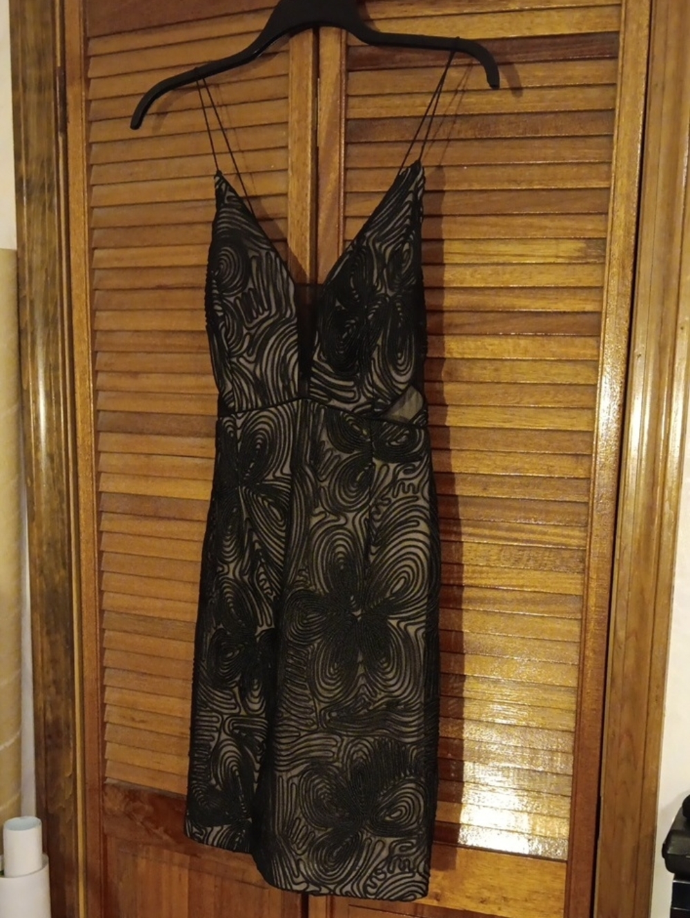 Aidan Mattox NWT Size 14 Black Floral Lace-Overlay Slip Dress